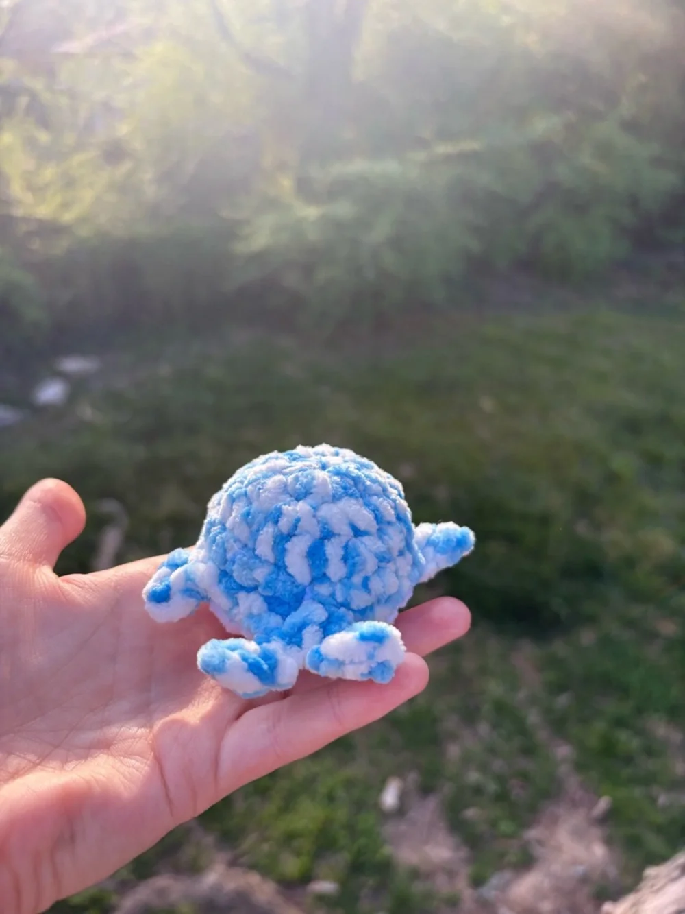 Blue Raspberry Whale Plush Handmade Crochet - Mini Whale Gift Crochet Animal - Picture 5 of 7